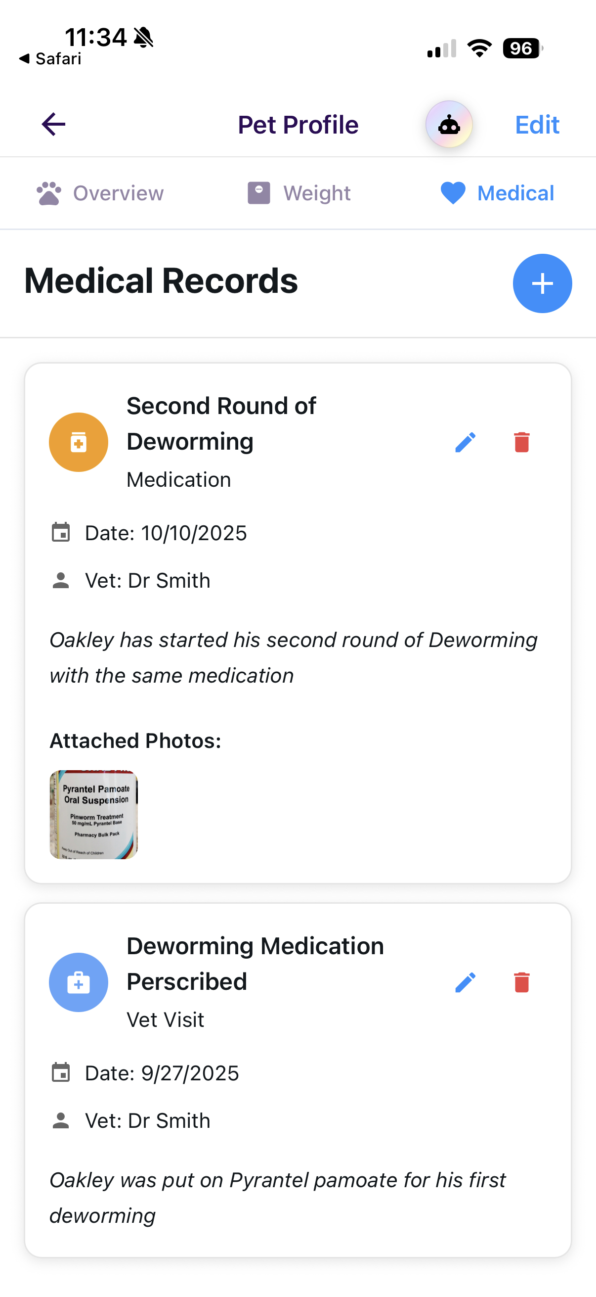 Health Records & Weight Tracking